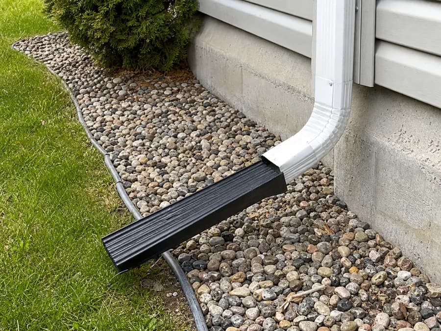 Downspout extension directing water away from a foundation